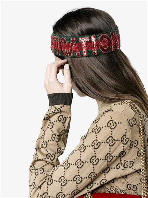 gucci red green headband|Gucci headband with rhinestones.